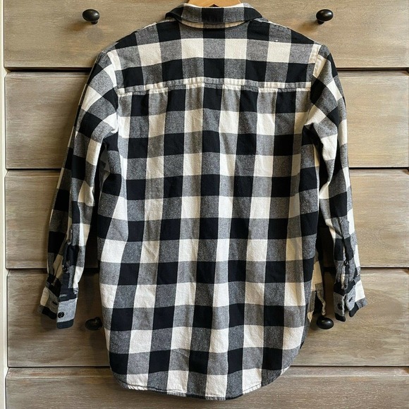 Madewell Oversized Buffalo Check Flannel Boyshirt Button Down Top - Picture 4 of 5